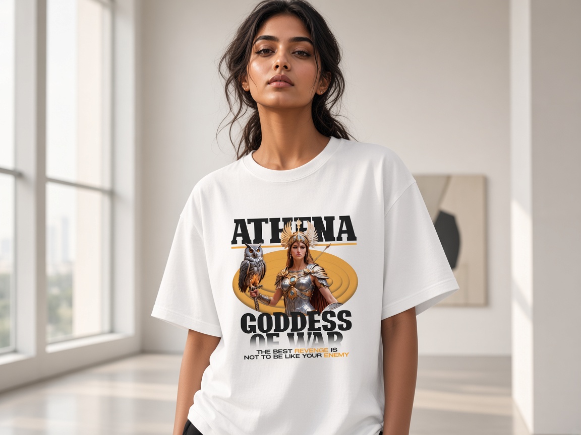 Athena oversized tee in a bright gallery